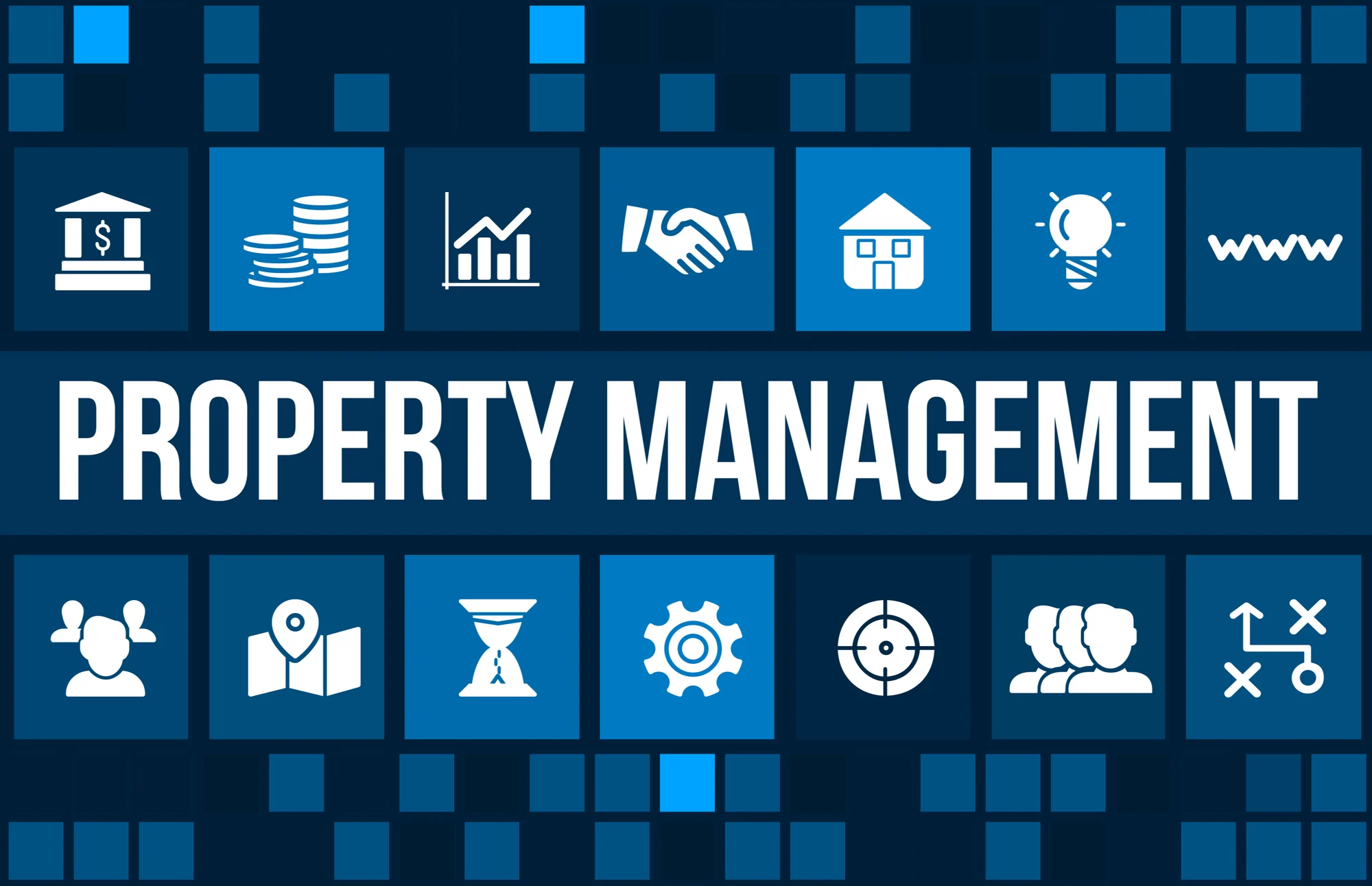 Property Management concept image with business icons and copyspace